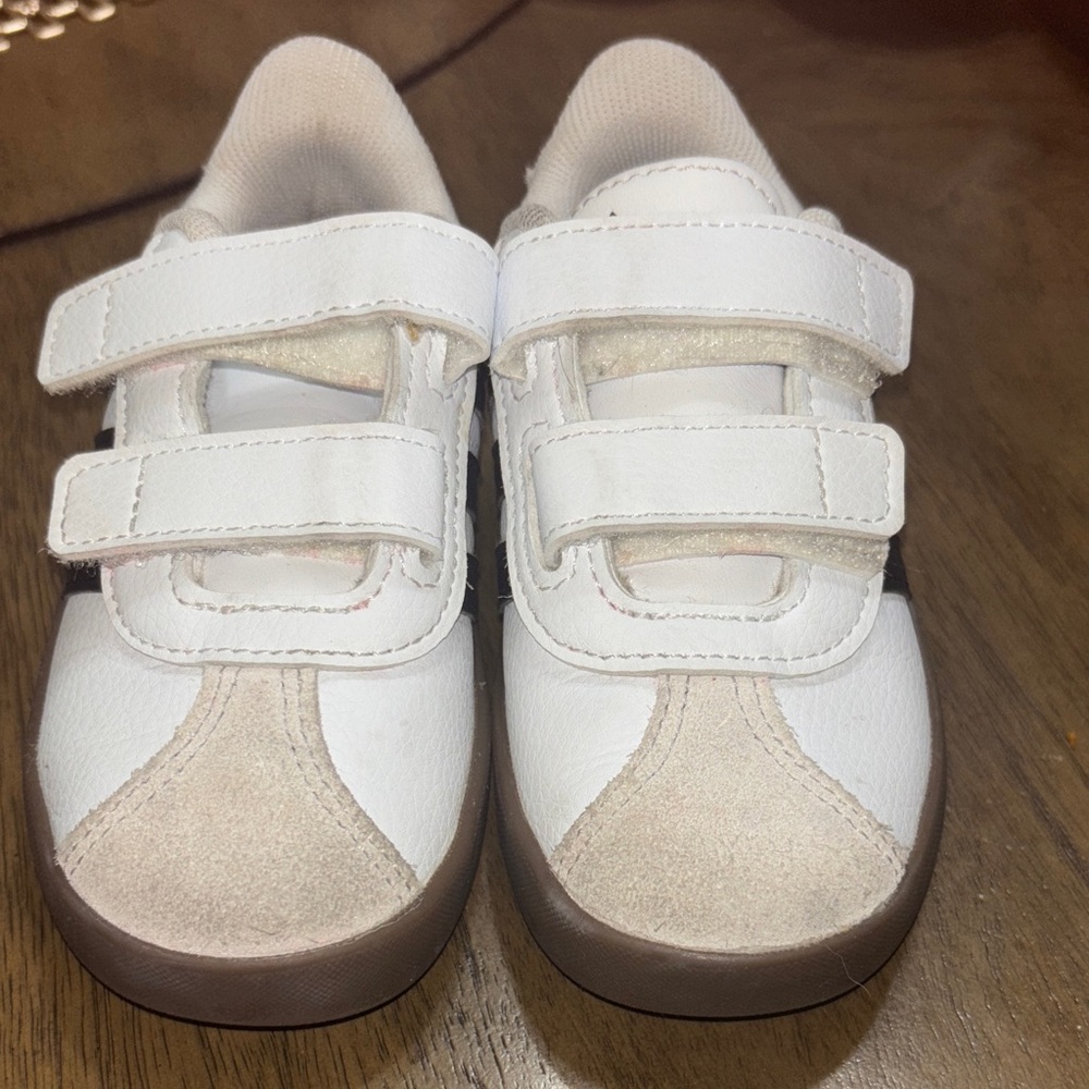 adidas Kids White and Beige Velcro Sneakers